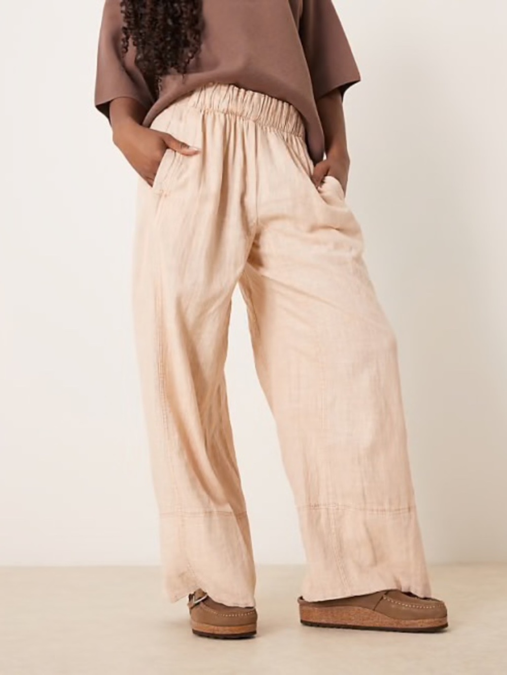 Free People S Days End Linen Pull-on Trouser Pants
